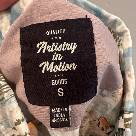 Artistry in Motion Cotton Tropical Hawaiian Short Sleeve Button Down Shirt Sz S - Picture 3 of 8